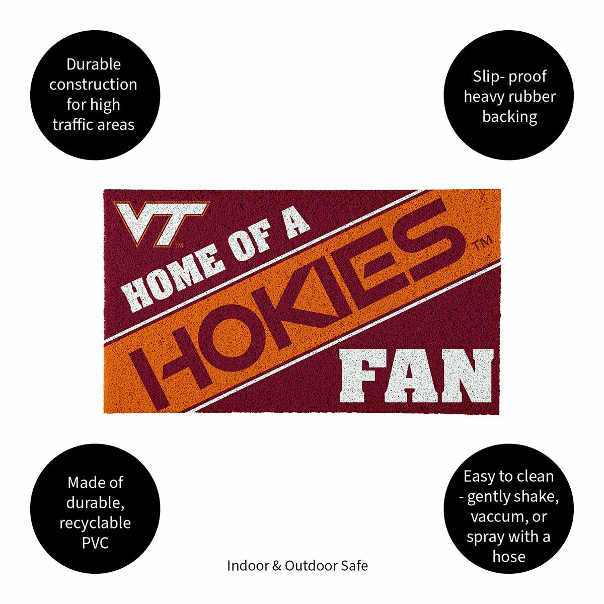 Virginia Tech, PVC Mat COLOR, Home of a Fan, Collegiate