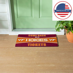 28" x 16" PVC Trapper Mat, Come Back with Tickets, Virginia Tech, Collegiate