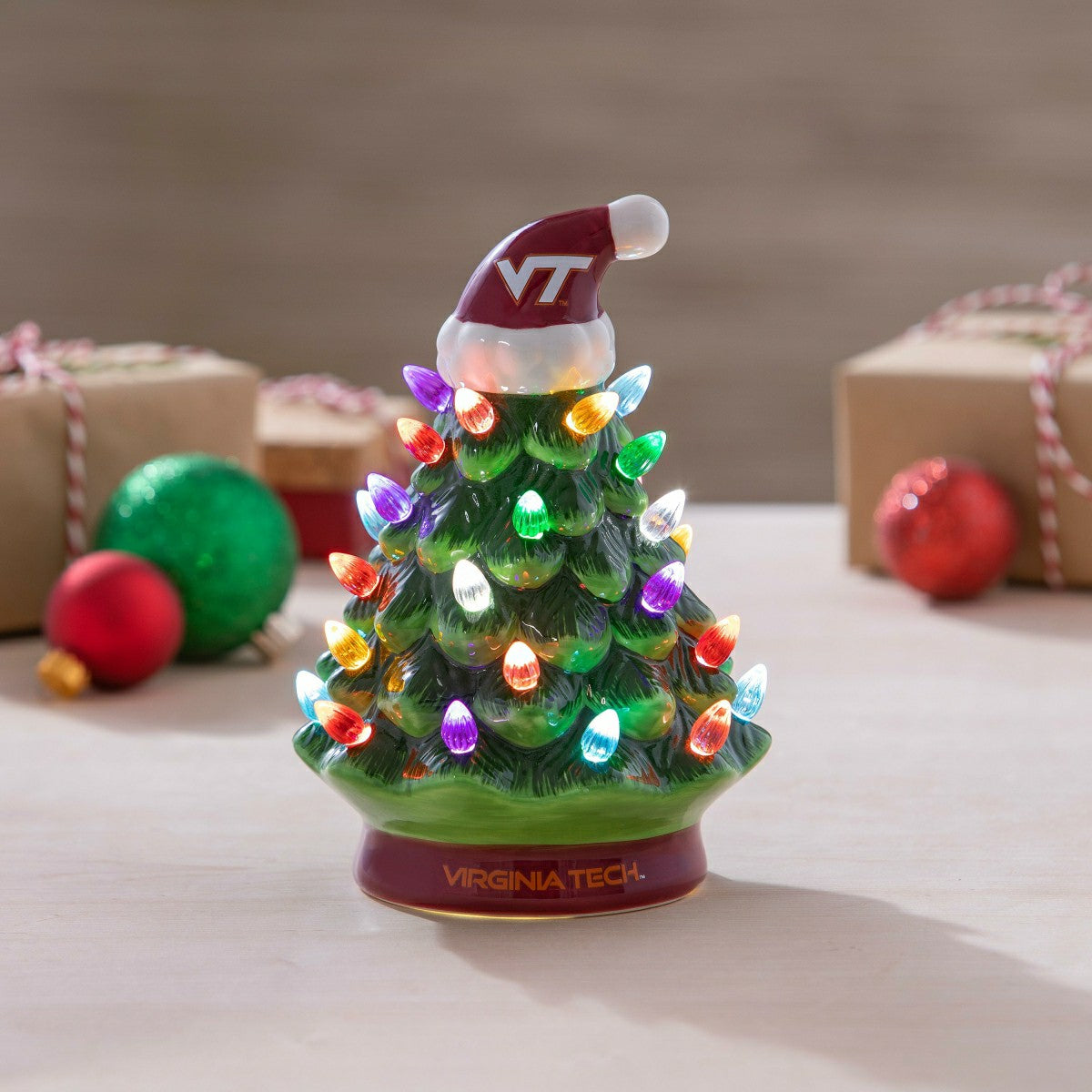 8" LED Ceramic Christmas Tree, Virginina Tech, Collegiate, Home