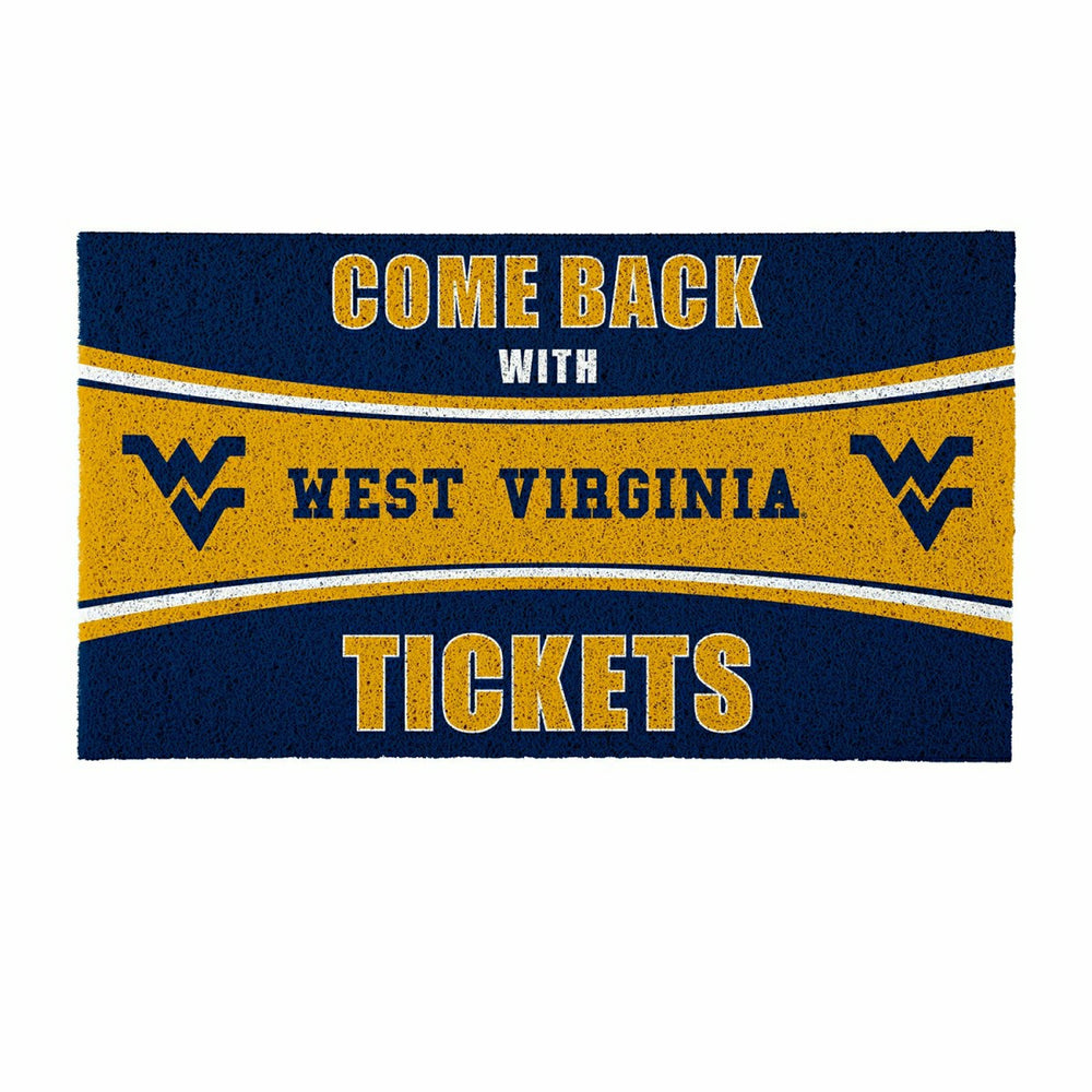 28" x 16" PVC Trapper Mat, Come Back with Tickets, West Virginia Unive, Collegiate