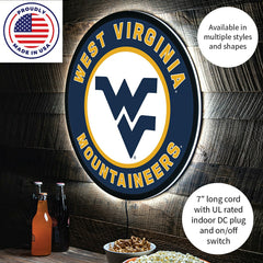 LED Wall Decor, Round, West Virginia University, Collegiate, Home