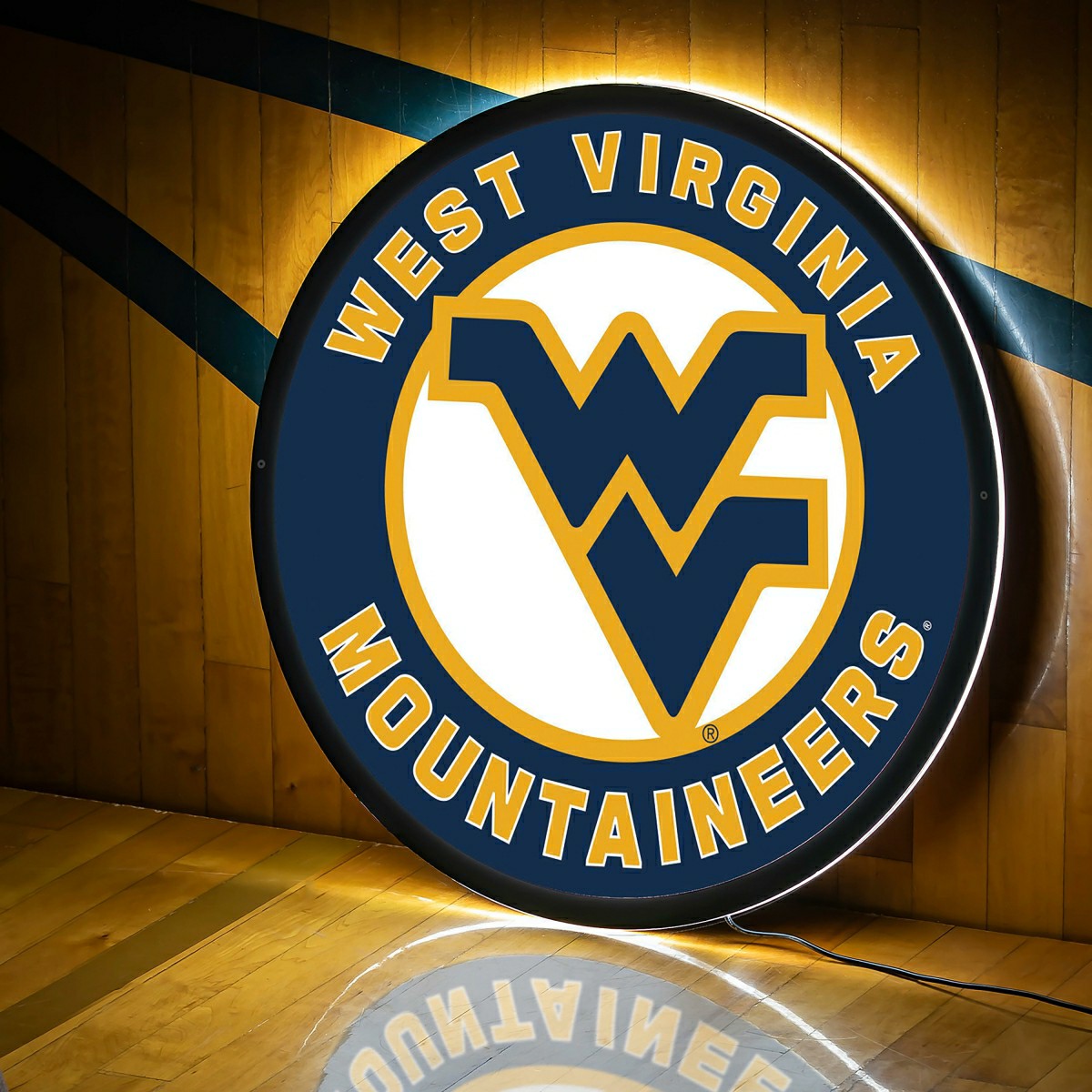 LED Wall Decor, Round, West Virginia University, Collegiate, Home