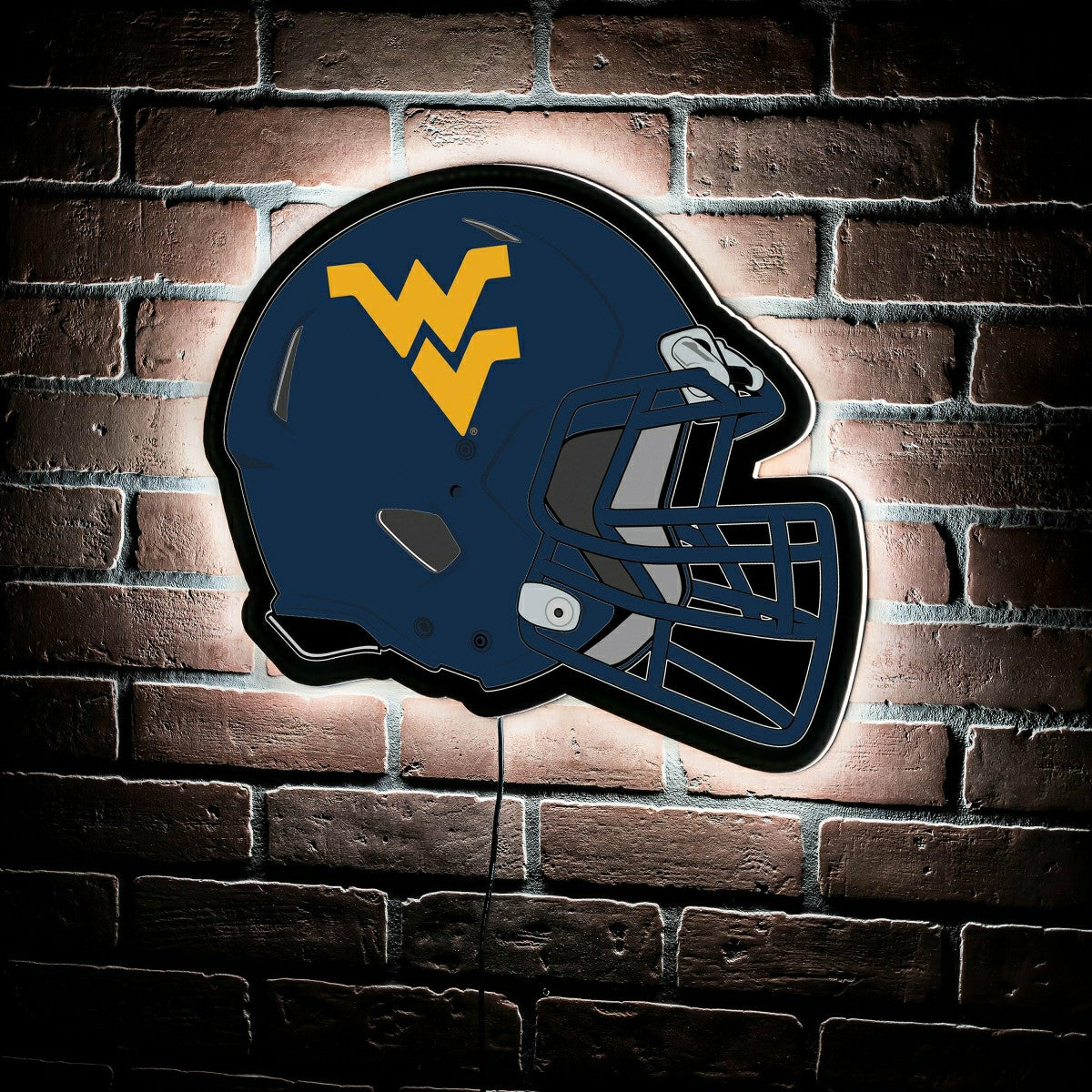 LED Wall Decor, Helmet, West Virginia University, Collegiate, Home