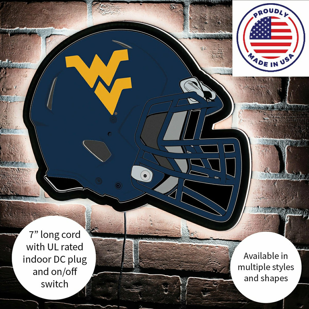 LED Wall Decor, Helmet, West Virginia University, Collegiate, Home