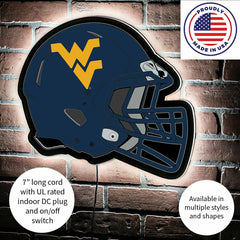 LED Wall Decor, Helmet, West Virginia University, Collegiate, Home
