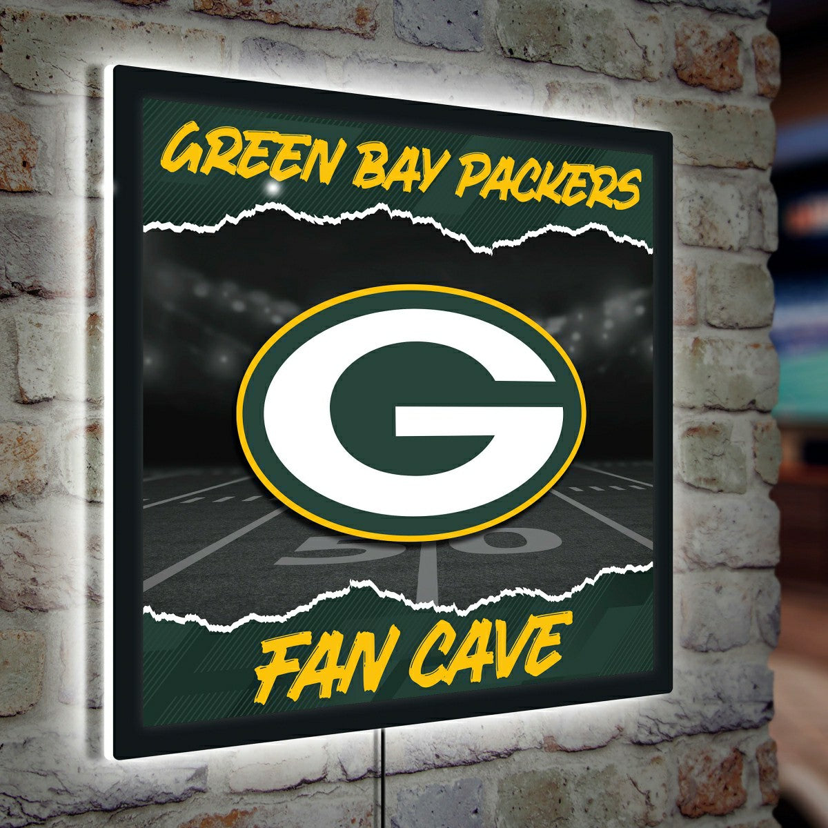 Green Bay Packers 23"H x 23"L LED Wall Decor, Edgelite, Square, Home, NFL