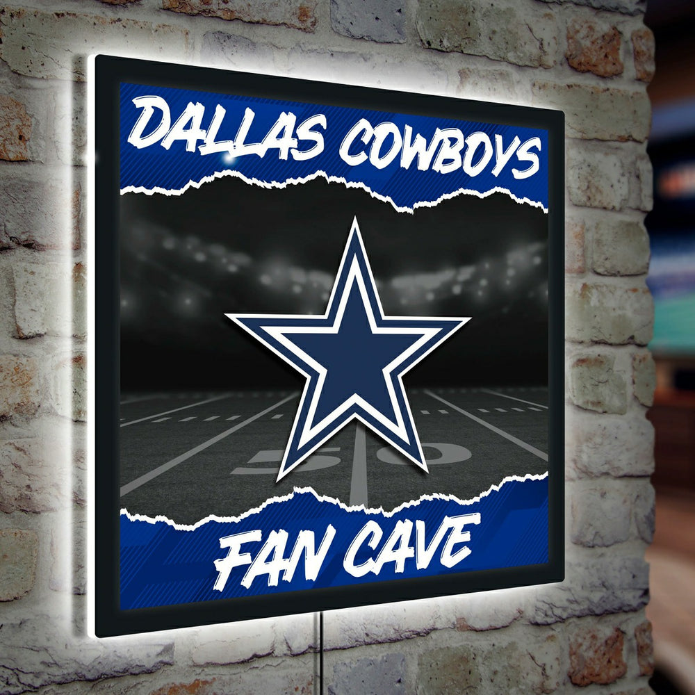 Dallas Cowboys 23"H x 23"L LED Wall Decor, Edgelite, Square, Home, NFL