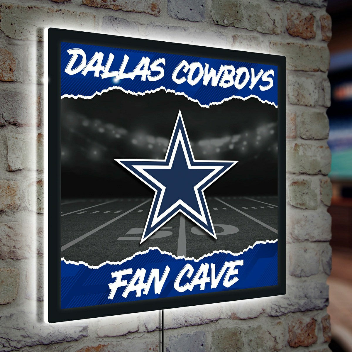 Dallas Cowboys 23"H x 23"L LED Wall Decor, Edgelite, Square, Home, NFL