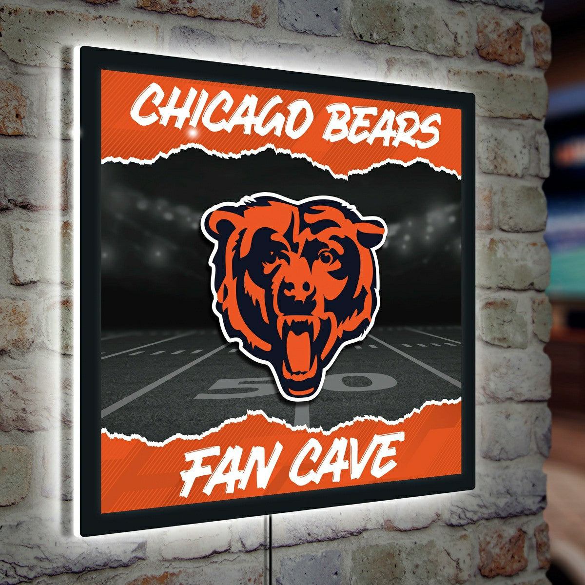 Chicago Bears 23"H x 23"L LED Wall Decor, Edgelite, Square, Home, NFL