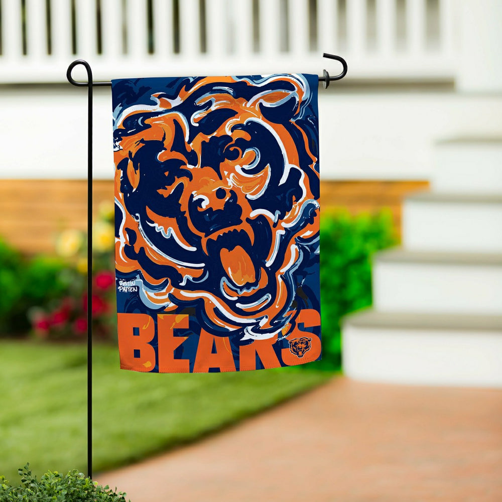 Chicago Bears Justin Patten Logo Suede Garden Flag, NFL
