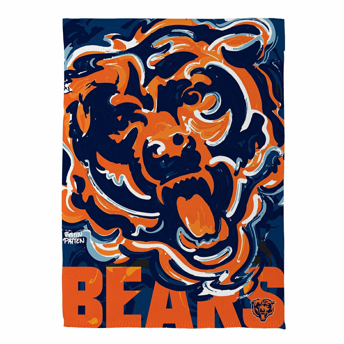Chicago Bears Justin Patten Logo Suede Garden Flag, NFL