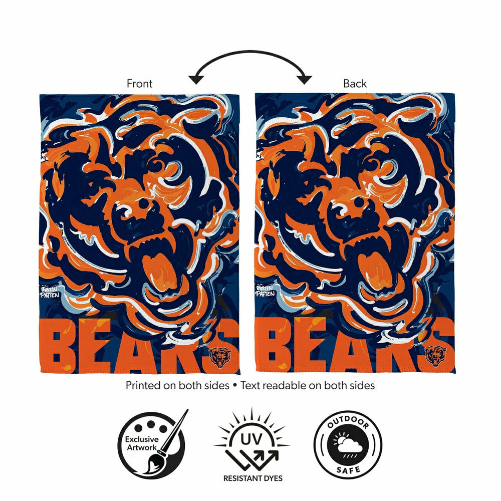 Chicago Bears Justin Patten Logo Suede Garden Flag, NFL