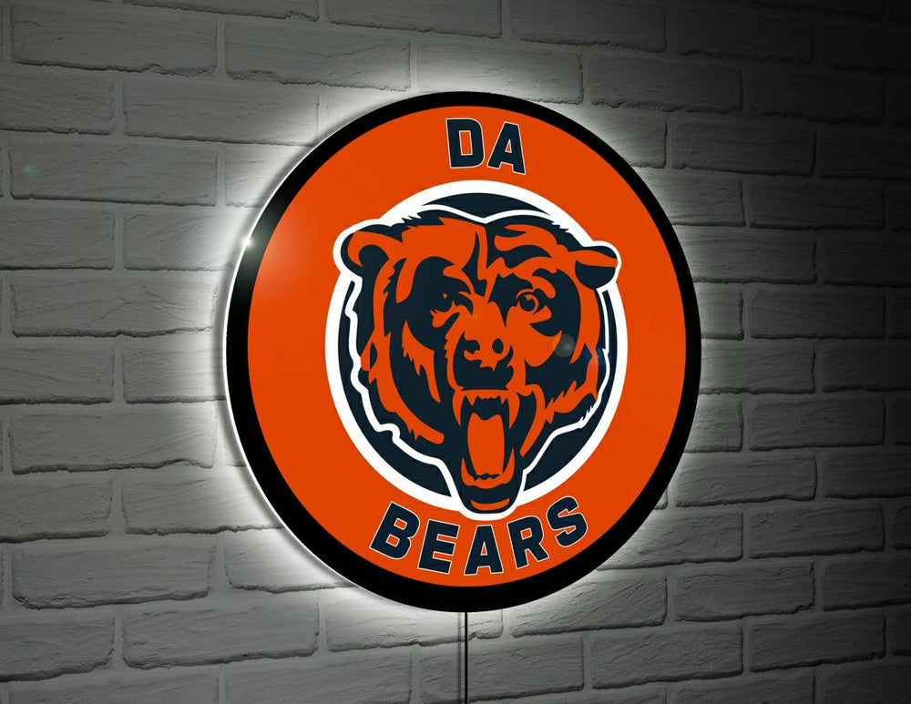 Chicago Bears Da Bears NFL Football Large Round Edgelite LED Decor, NFL