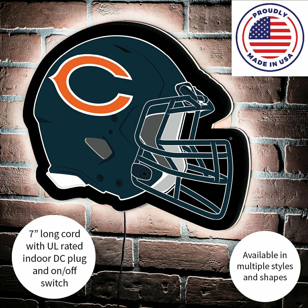 LED Wall Decor, Helmet, Chicago Bears, NFL, Home