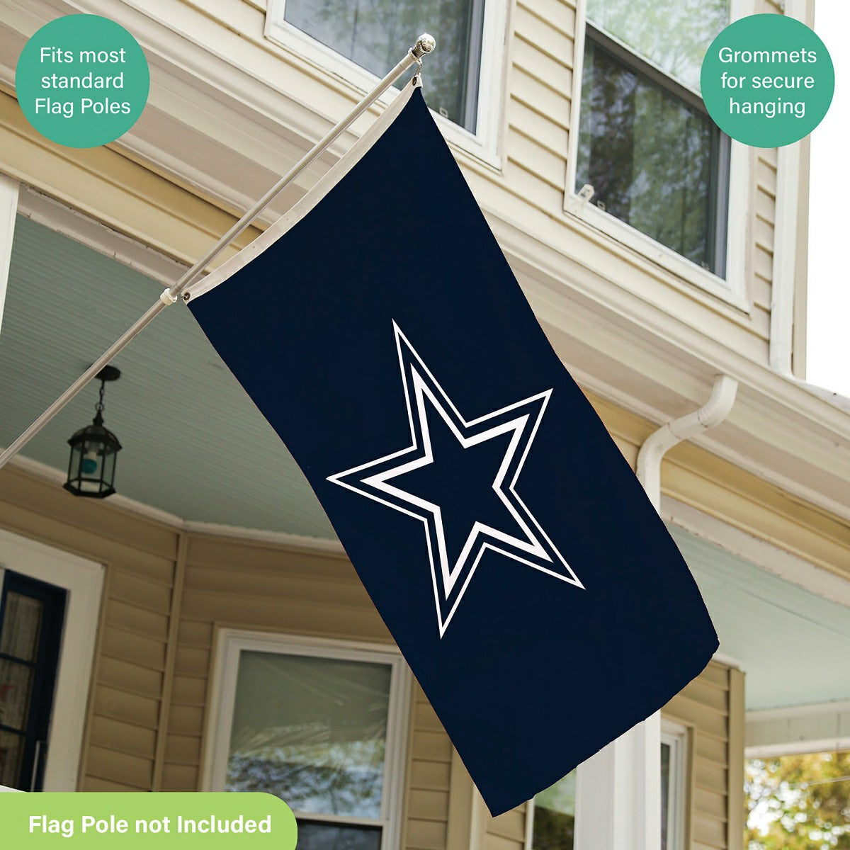 Dallas Cowboys Single Sided Estate Flag with 2 Grommets, 3'x5', NFL, Home