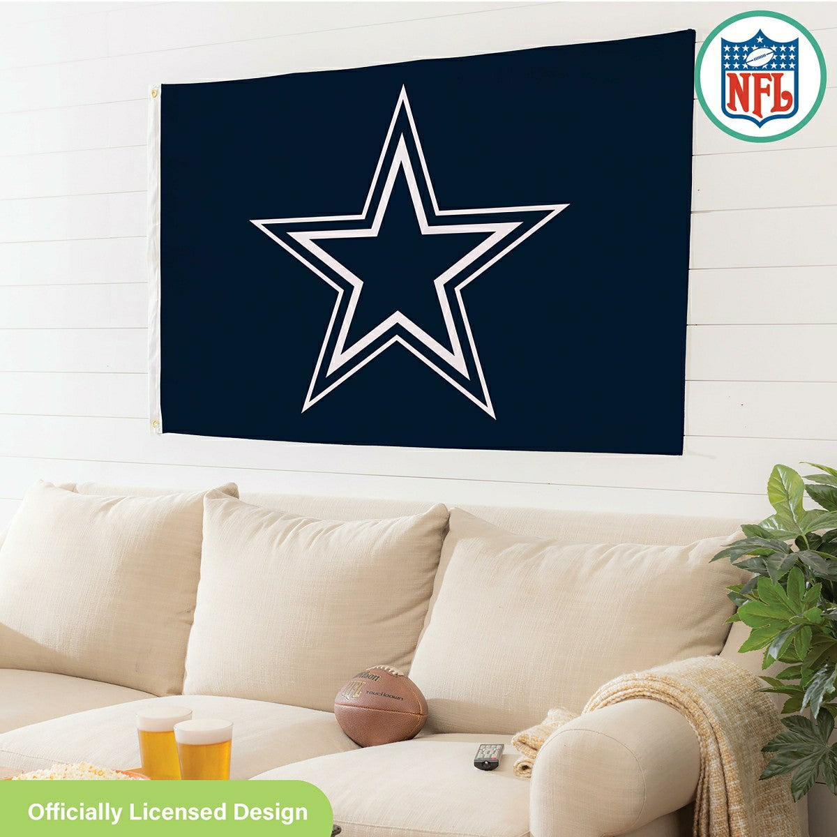 Dallas Cowboys Single Sided Estate Flag with 2 Grommets, 3'x5', NFL, Home