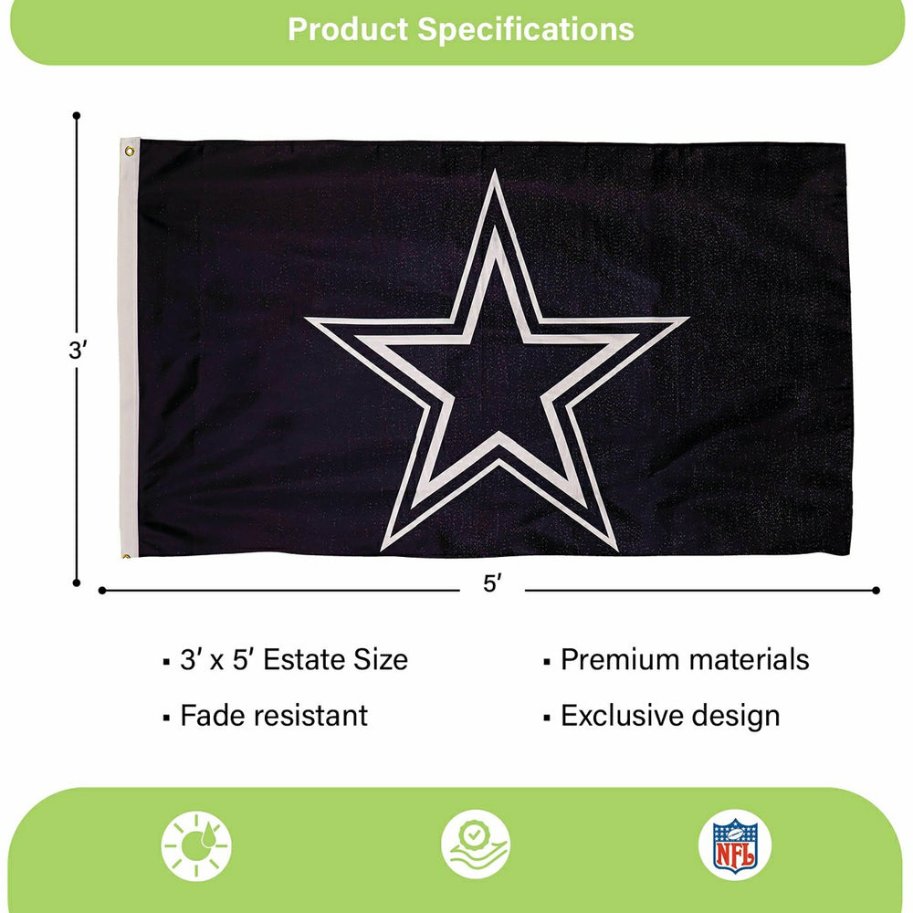 Dallas Cowboys Single Sided Estate Flag with 2 Grommets, 3'x5', NFL, Home
