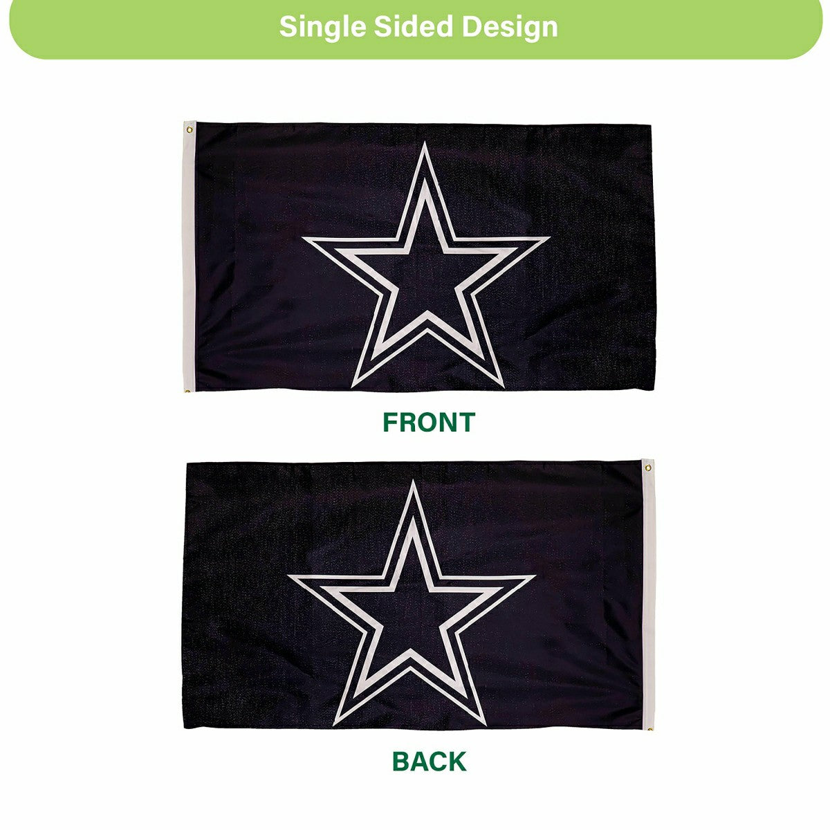 Dallas Cowboys Single Sided Estate Flag with 2 Grommets, 3'x5', NFL, Home