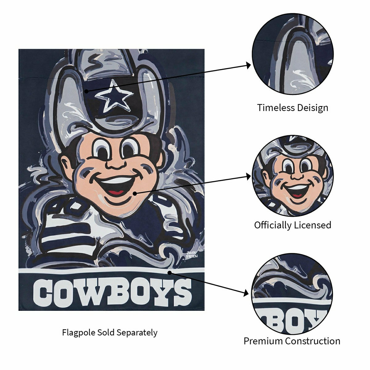 Dallas Cowboys Justin Patten Suede Garden Flag, NFL, Home