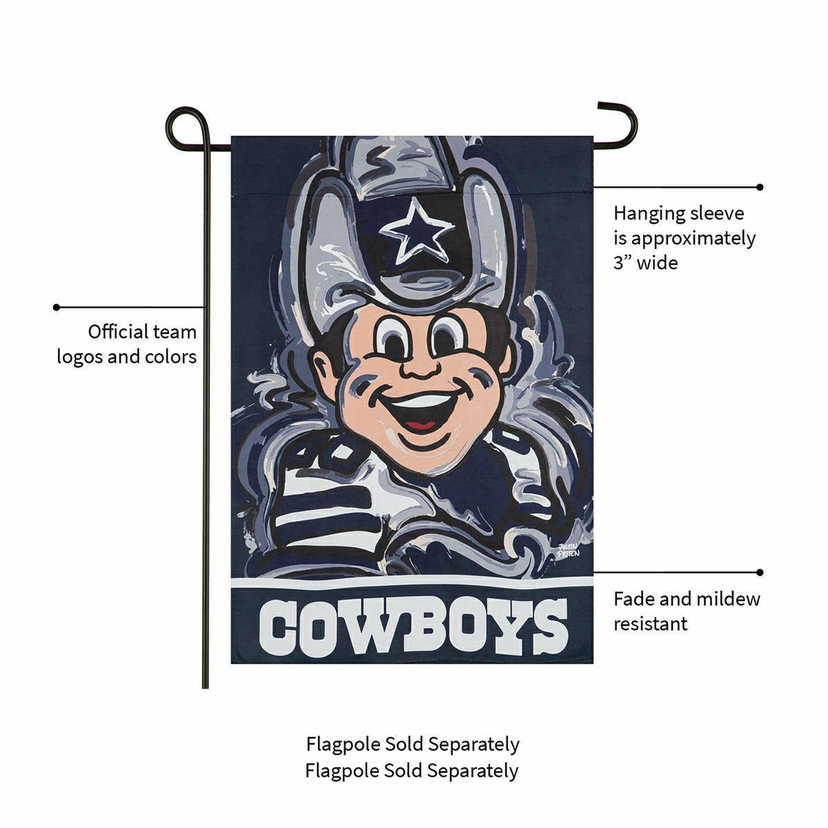 Dallas Cowboys Justin Patten Suede Garden Flag, NFL, Home
