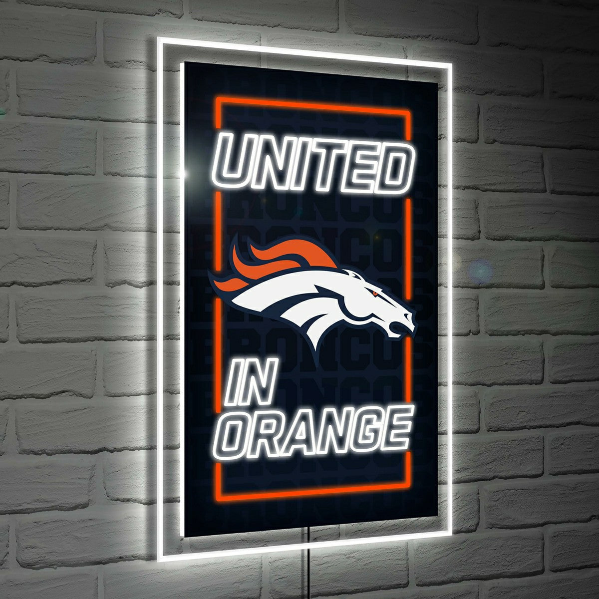 Denver Broncos NFL Football Rectangle Neolite LED Decor, NFL, Home