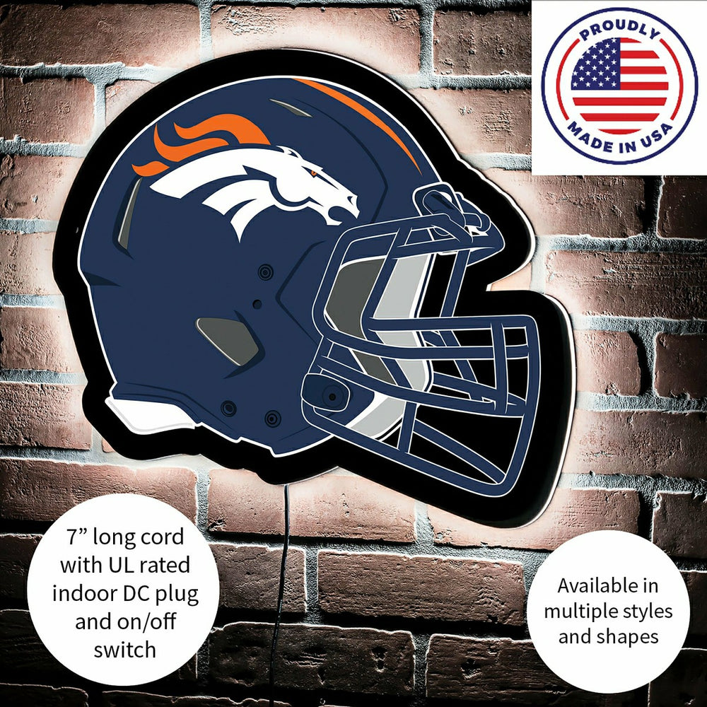 LED Wall Decor, Helmet, Denver Broncos, NFL, Home
