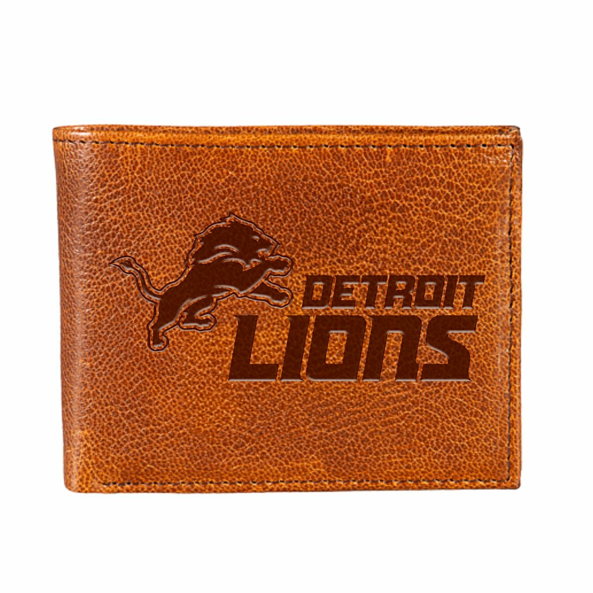 Detroit Lions, Embossed 100% Genuine Tumbled Leather Passcase Bi-Fold , NFL, Home