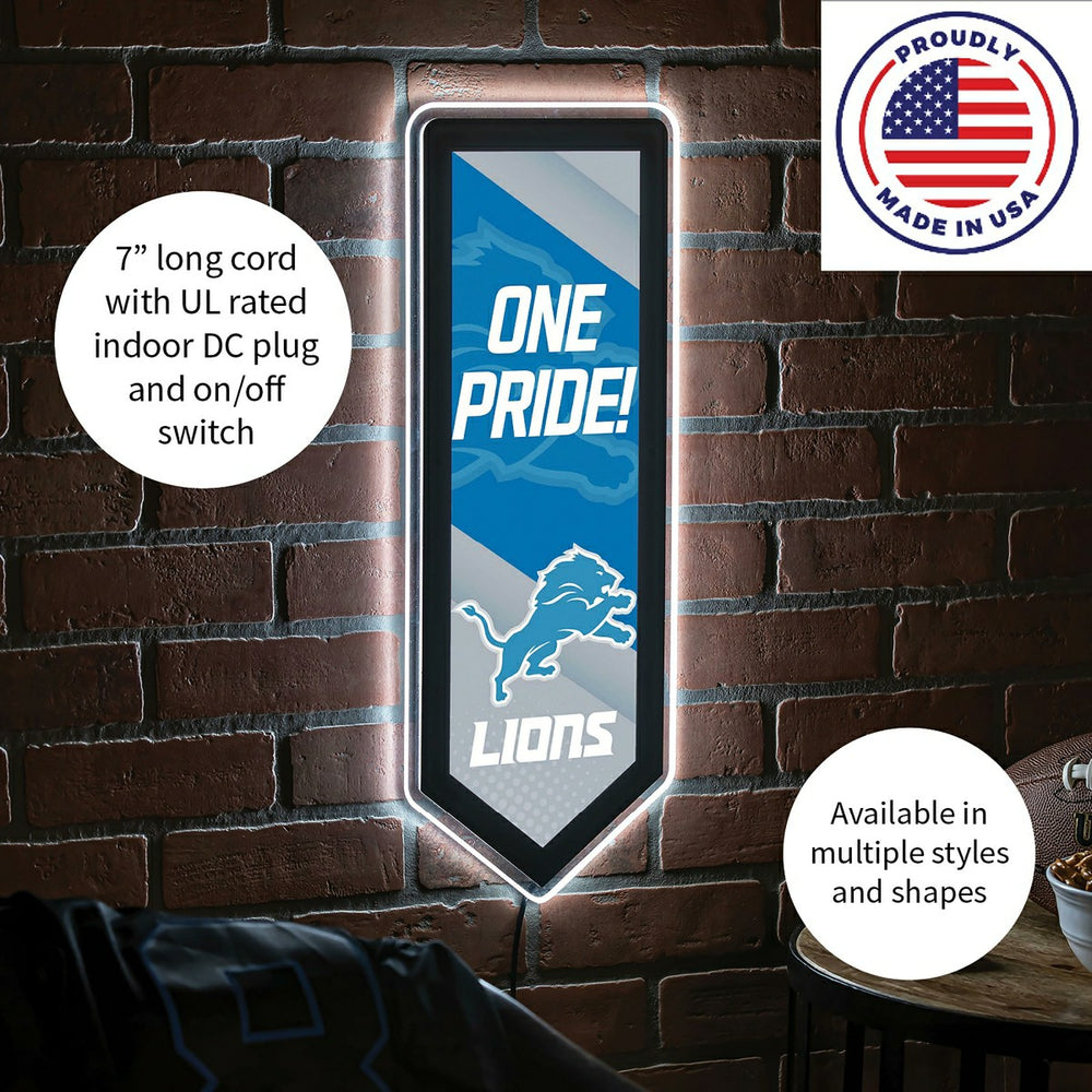 LED Wall Decor, Pennant, Detroit Lions, NFL, Home