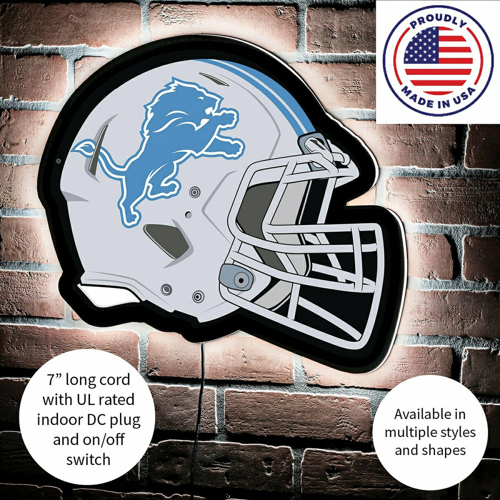 LED Wall Decor, Helmet, Detroit Lions, NFL, Home