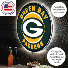 LED Wall Decor, Round, Green Bay Packers, NFL, Home