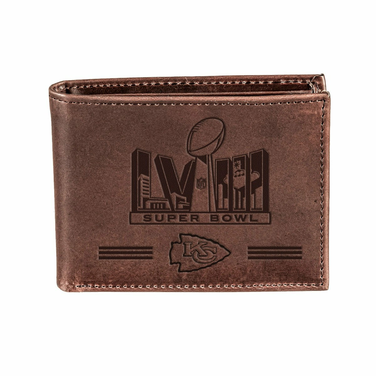 Kansas City Chiefs, Wallet, Bi-Fold, SB58 Champions, Brown, NFL, Home