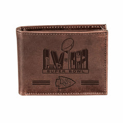 Kansas City Chiefs, Wallet, Bi-Fold, SB58 Champions, Brown, NFL, Home