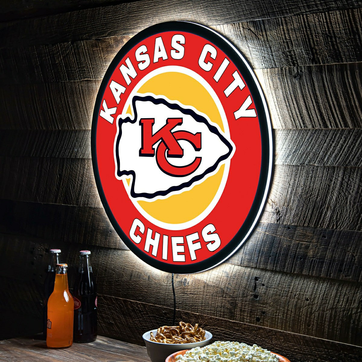 LED Wall Decor, Round, Kansas City Chiefs, NFL, Home
