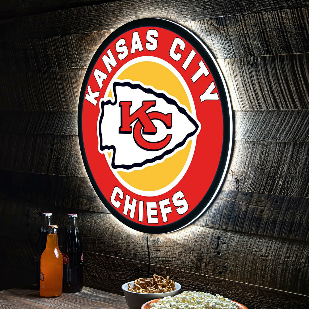 LED Wall Decor, Round, Kansas City Chiefs, NFL, Home