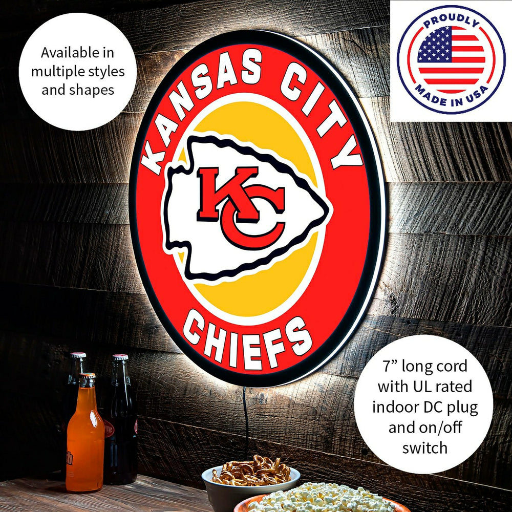 LED Wall Decor, Round, Kansas City Chiefs, NFL, Home