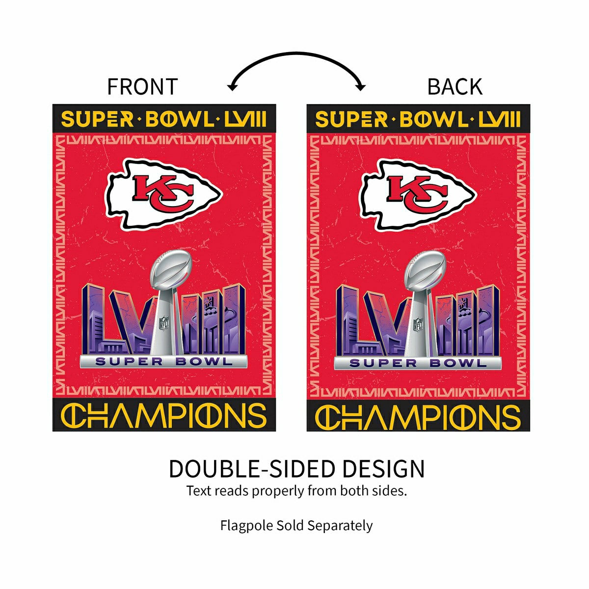 Kansas City Chiefs SB58 Champions Embossed Suede House Flag, NFL, Home