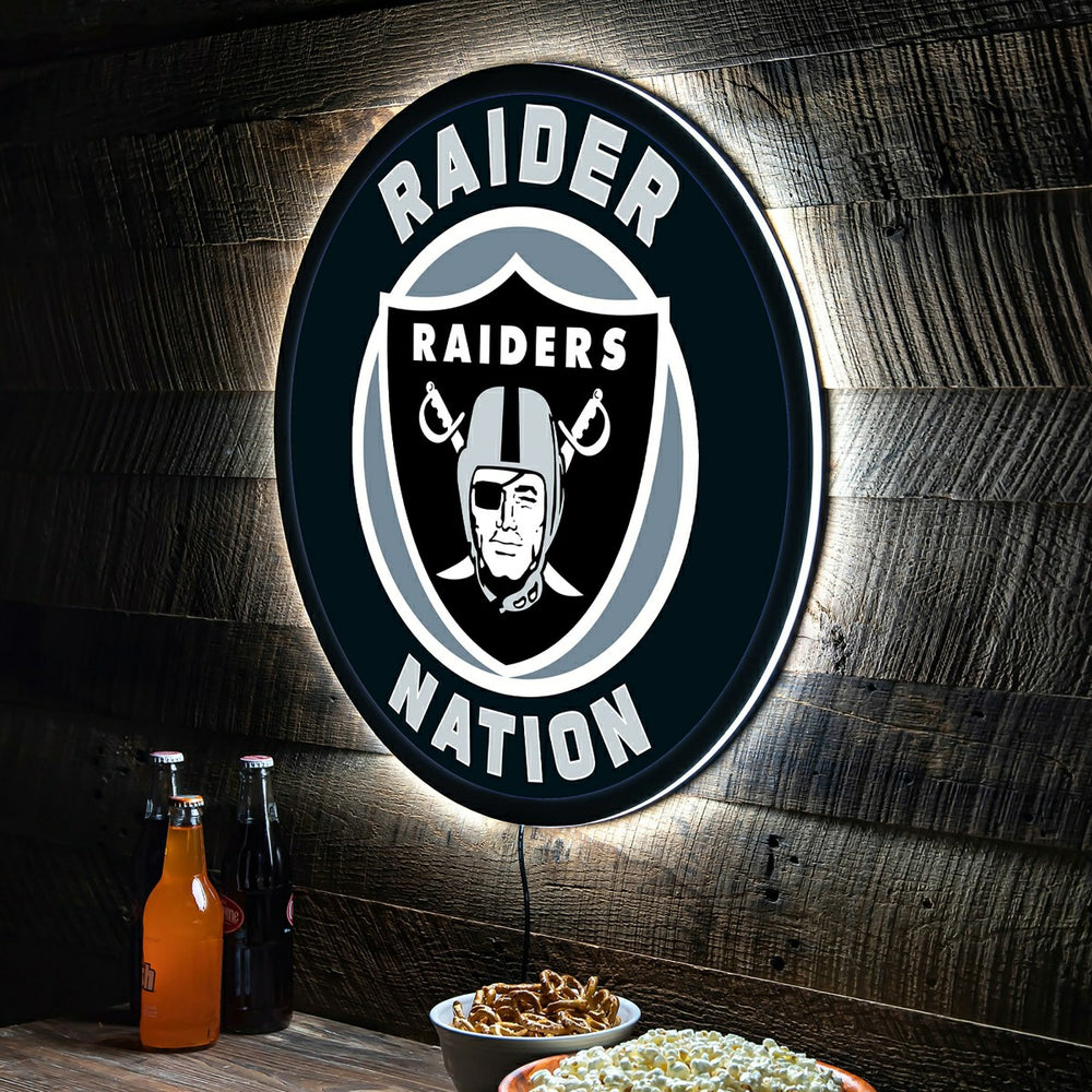 LED Wall Decor, Round, Las Vegas Raiders, NFL, Home