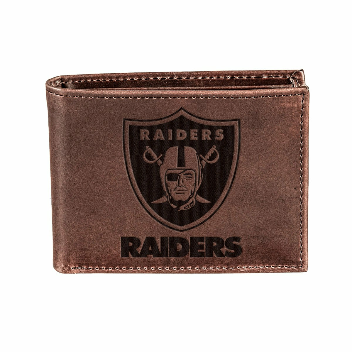 Las Vegas Raiders, Bi-Fold Wallet, Brown, CH, 100% Genuine Leather, NFL, Home