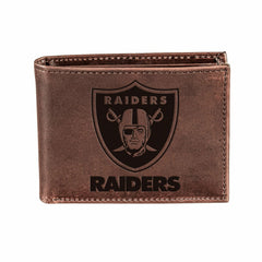 Las Vegas Raiders, Bi-Fold Wallet, Brown, CH, 100% Genuine Leather, NFL, Home