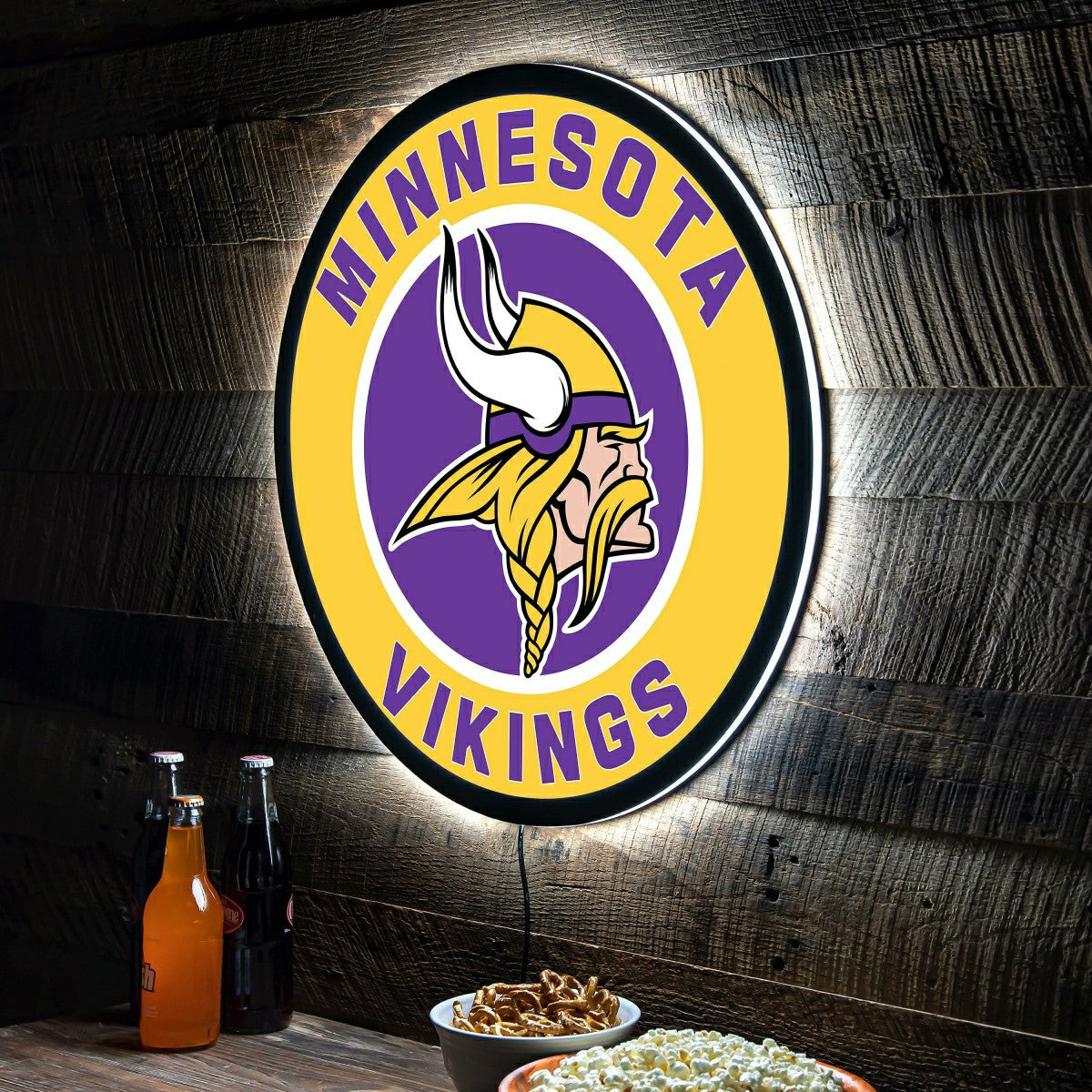 LED Wall Decor, Round, Minnesota Vikings, NFL, Home