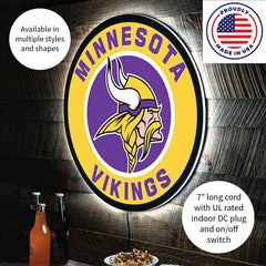 LED Wall Decor, Round, Minnesota Vikings, NFL, Home