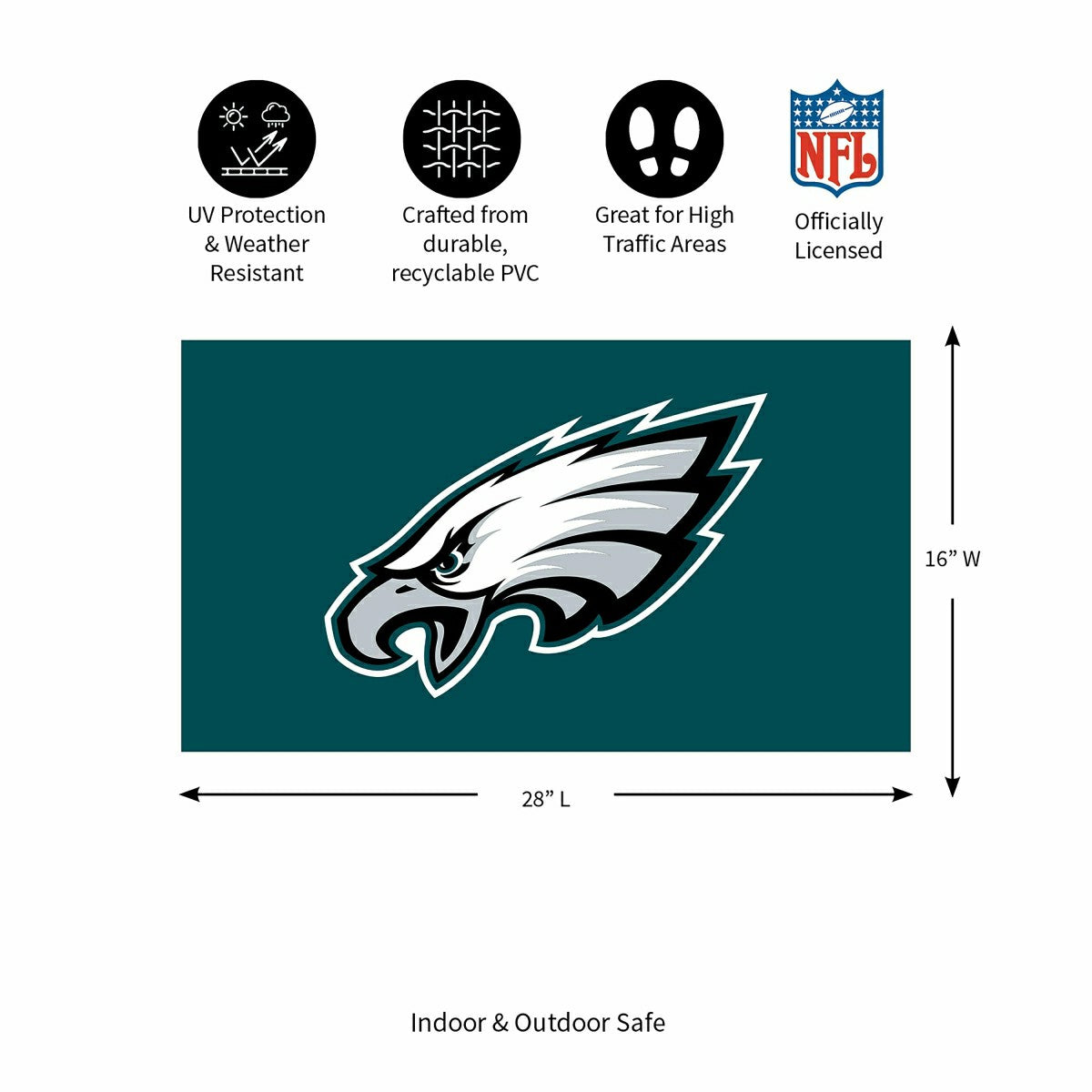 Full Color PVC Mat, 16" x 28", Philadelphia Eagles, NFL