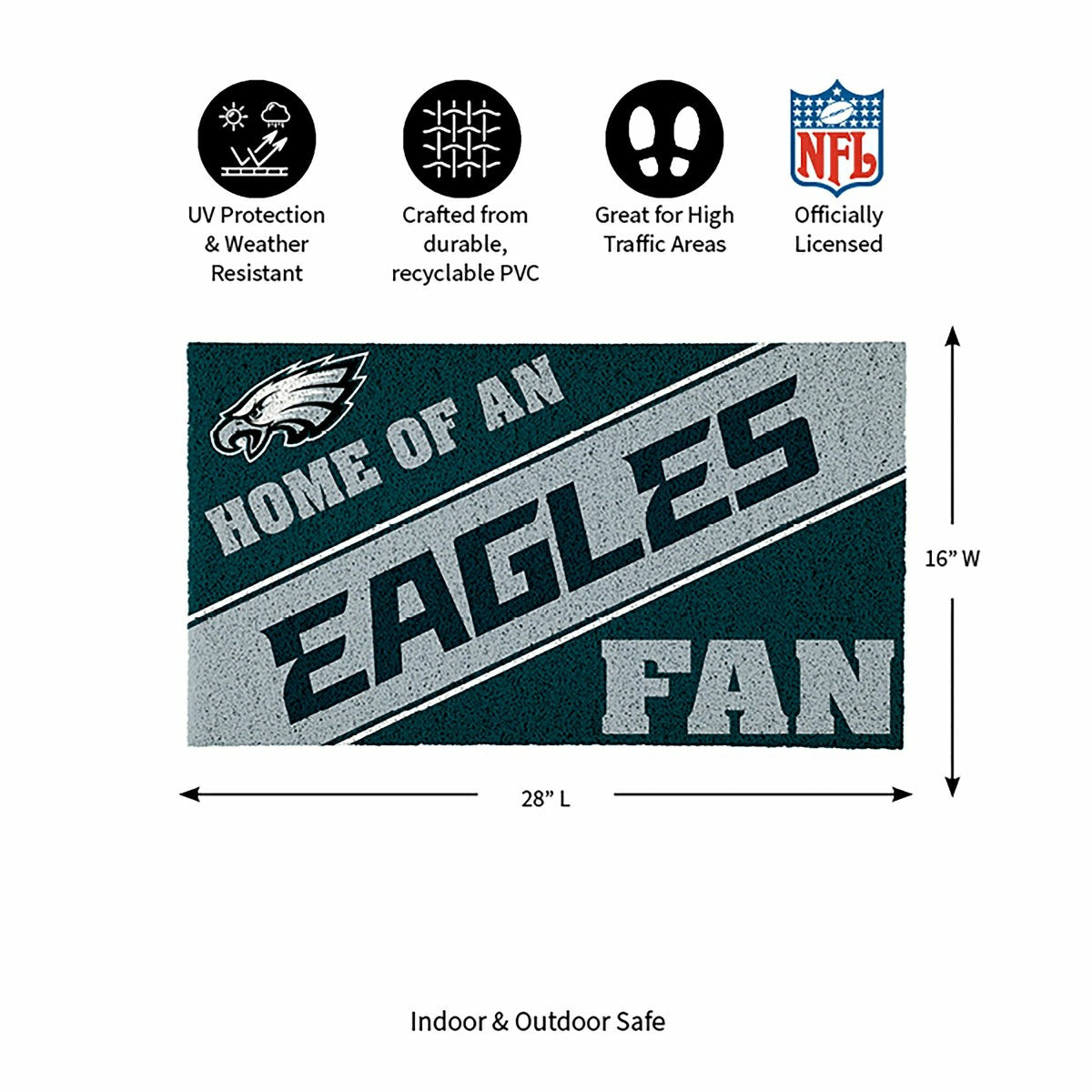Philadelphia Eagles, PVC Mat COLOR, Home of a Fan, NFL