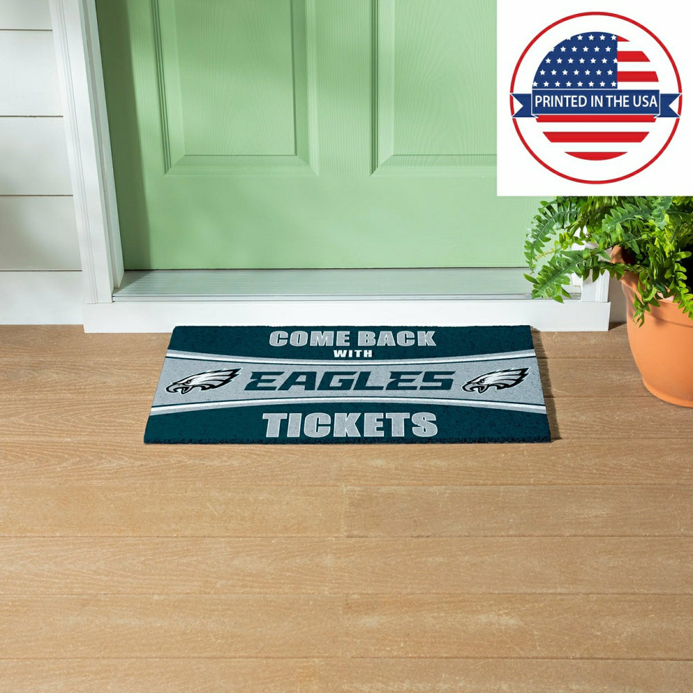 28" x 16" PVC Trapper Mat, Come Back with Tickets, Philadelphia Eagles, NFL