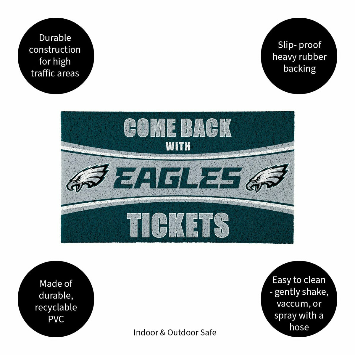 28" x 16" PVC Trapper Mat, Come Back with Tickets, Philadelphia Eagles, NFL