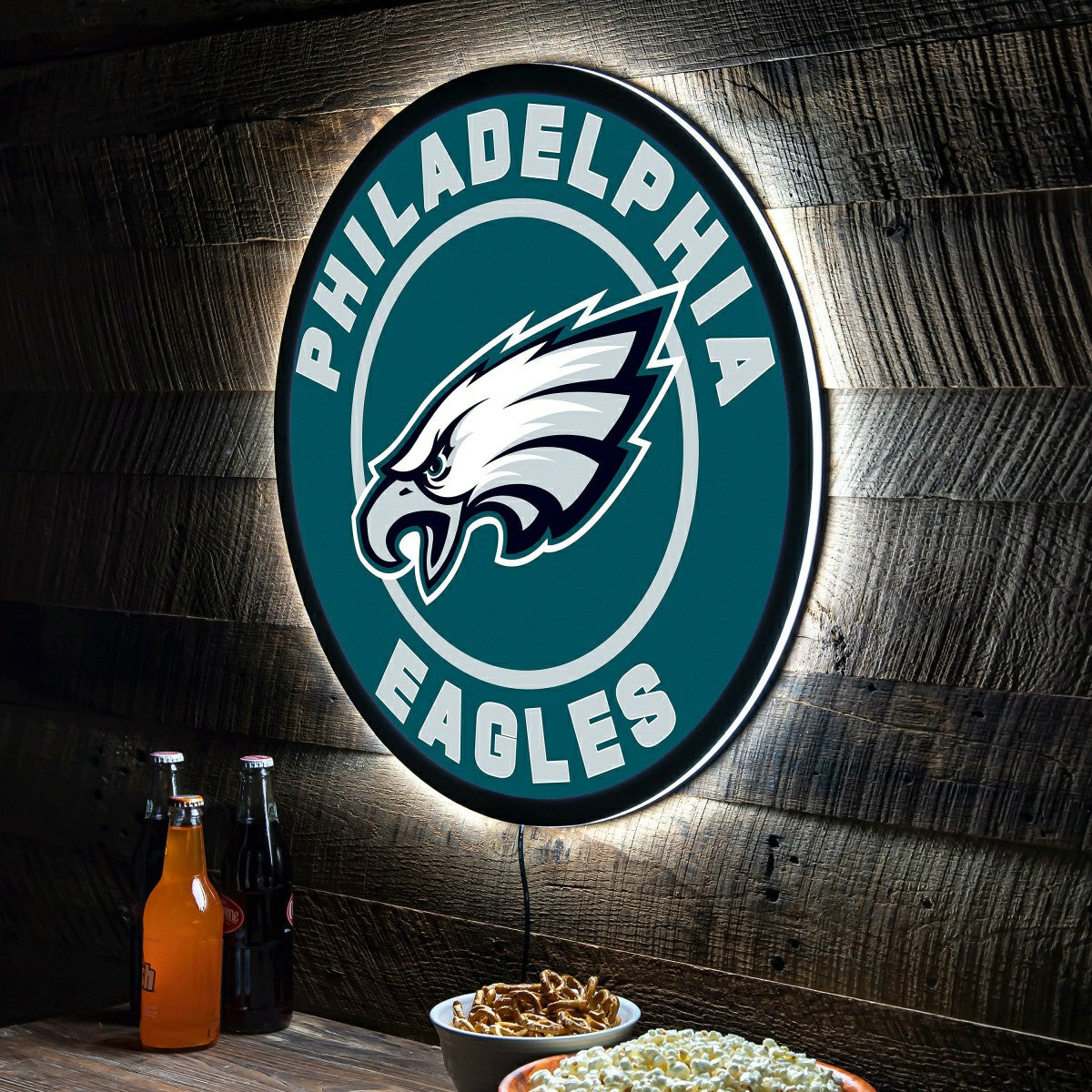 LED Wall Decor, Round, Philadelphia Eagles, NFL, Home