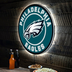 LED Wall Decor, Round, Philadelphia Eagles, NFL, Home