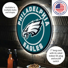 LED Wall Decor, Round, Philadelphia Eagles, NFL, Home
