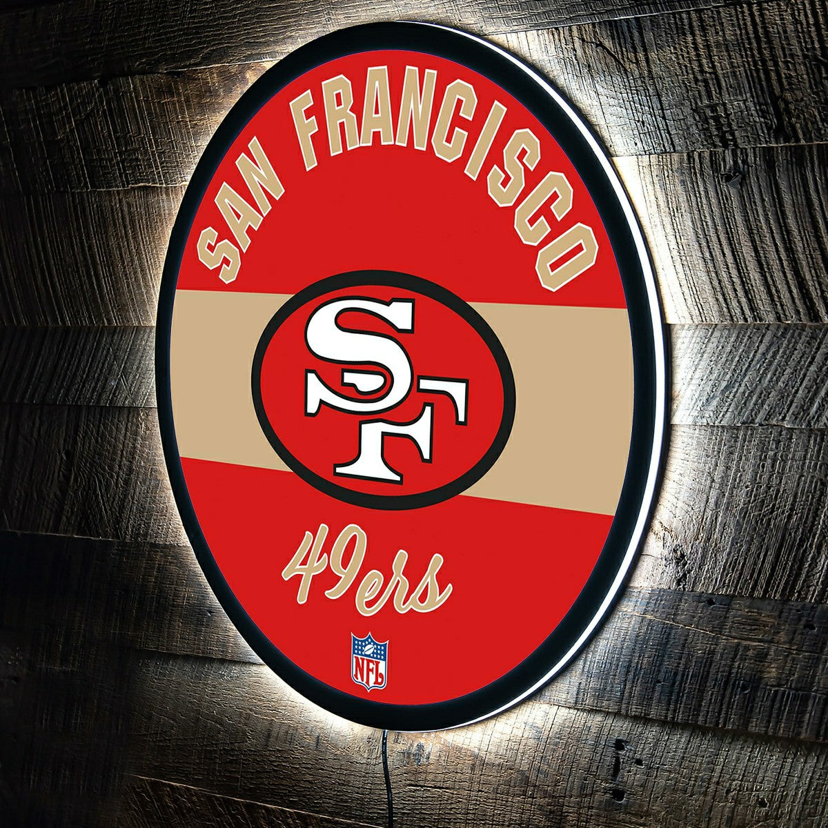 San Francisco 49ers NFL Football Large Round Vintage Edgelite LED Deco, NFL, Home
