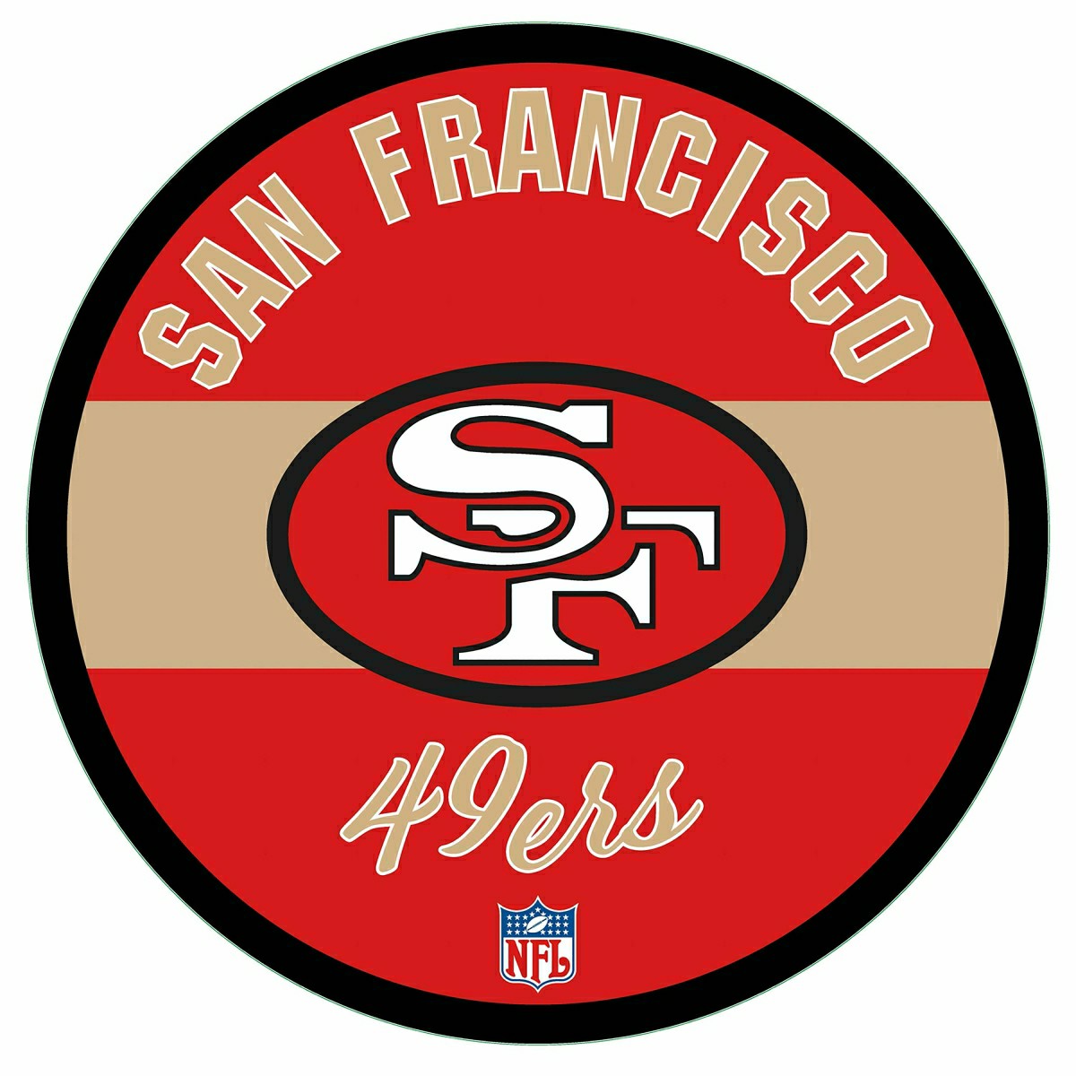 San Francisco 49ers NFL Football Large Round Vintage Edgelite LED Deco, NFL, Home